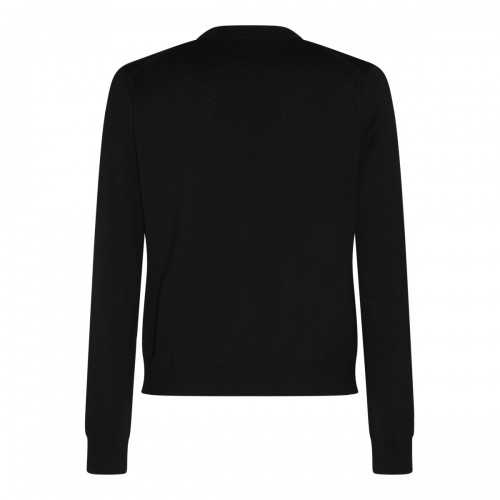 BLACK WOOL AND COTTON BLEND SWEATER