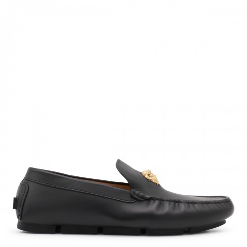 BLACK LEATHER MEDUSA LOAFERS