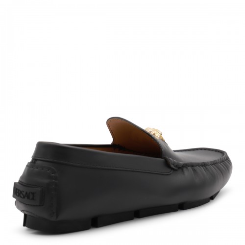 BLACK LEATHER MEDUSA LOAFERS