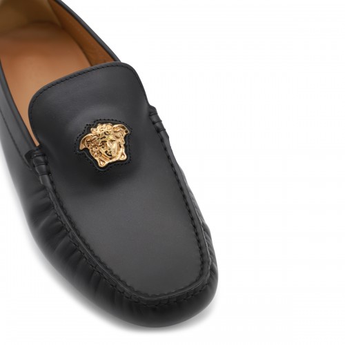 BLACK LEATHER MEDUSA LOAFERS