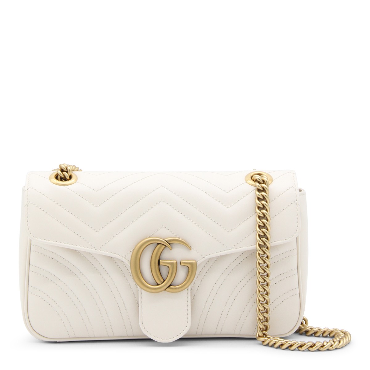 WHITE LEATHER MARMONT 2.0 SMALL SHOULDER BAG 