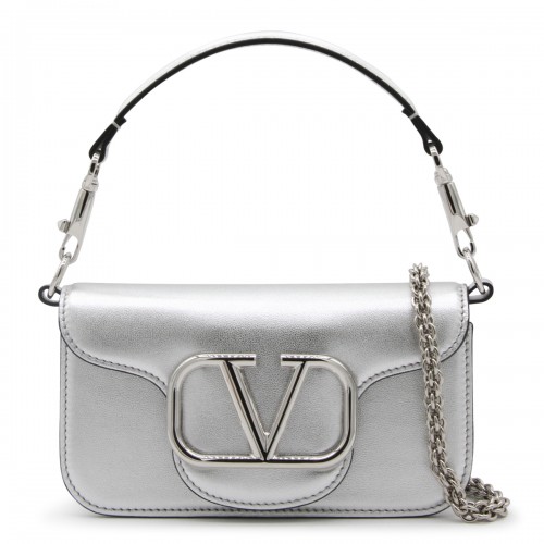 SILVER METAL LEATHER LOCO' SMALL SHOULDER BAG
