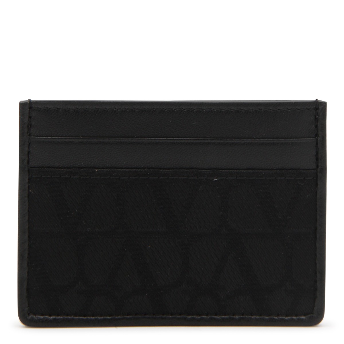 BLACK LEATHER AND CANVAS CARDHOLDER