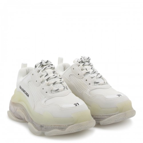 WHITE CANVAS TRIPLE S SNEAKERS