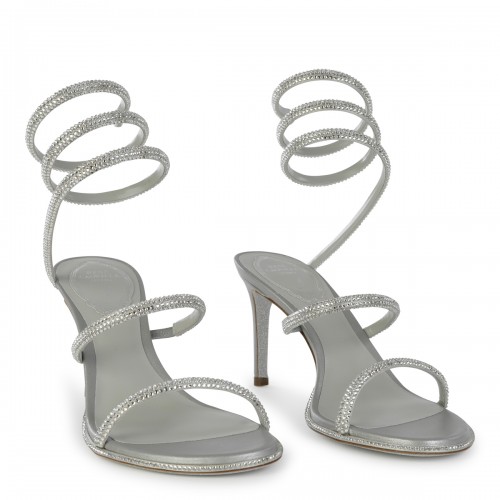 SILVER-TONE LEATHER CLEO SANDALS