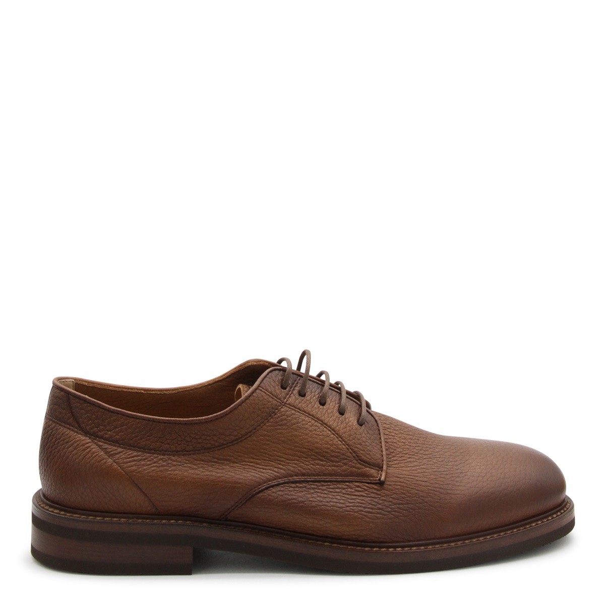 BROWN LEATHER DERBY SHOES