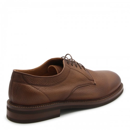 BROWN LEATHER DERBY SHOES
