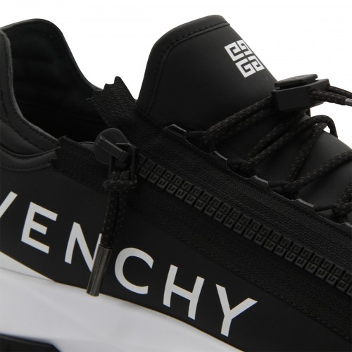 BLACK LEATHER AND CANVAS SPECTRE SNEAKERS