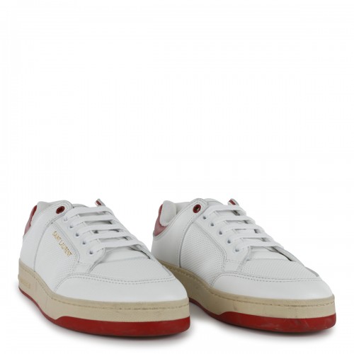 WHITE AND RED LEATHER SL/61 SNEAKERS