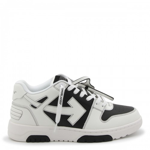 BLACK AND WHITE LEATHER OUT OF OFFICE SNEAKERS