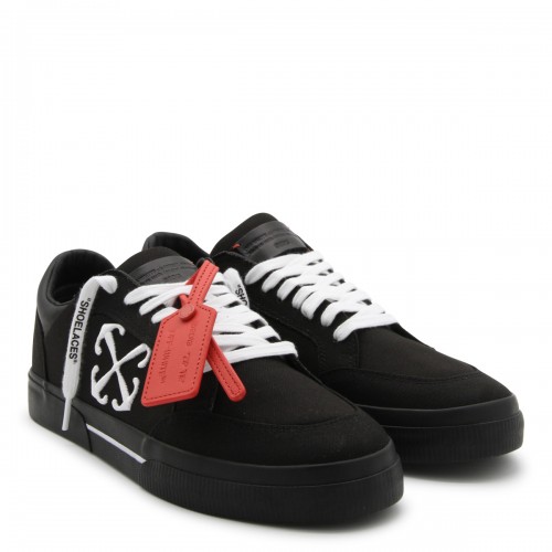 BLACK AND WHITE CANVAS VULCANIZED SNEAKERS