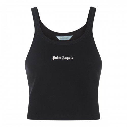 Palm Angels Ženský Čierna - And White Cotton Top Médium