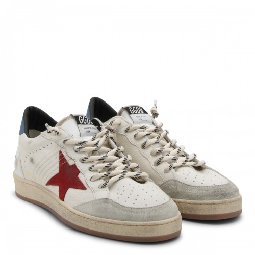 WHITE RED AND BLUE LEATHER BALL STAR SNEAKERS