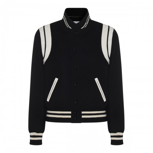 BLACK AND WHITE WOOL CASUAL JACKET