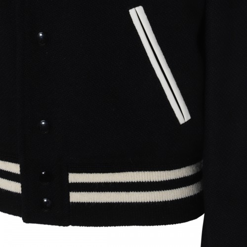 BLACK AND WHITE WOOL CASUAL JACKET