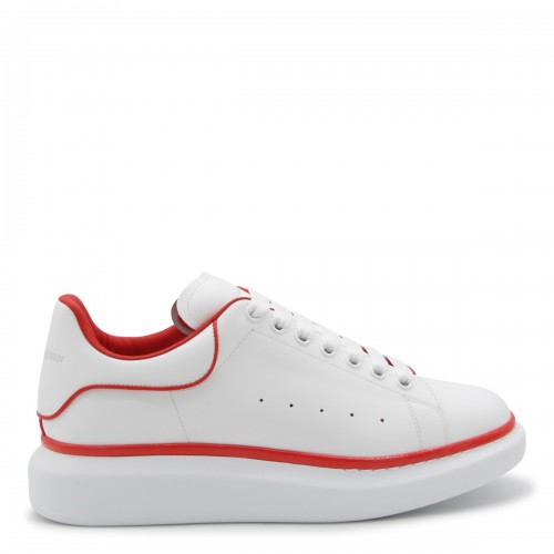 WHITE AND RED LEATHER OVERSIZED SNEAKERS