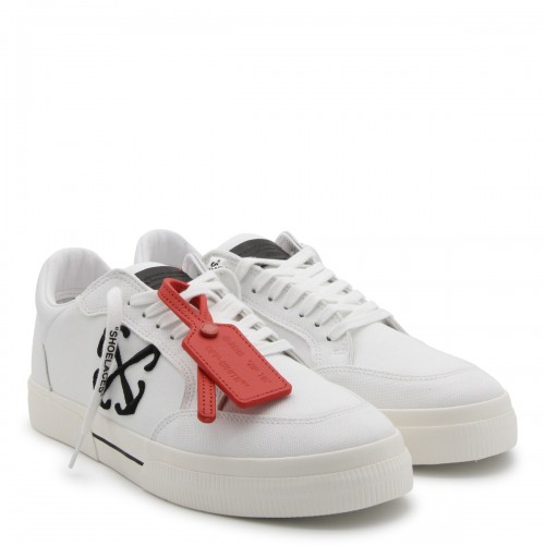 WHITE AND BLACK CANVAS VULCANIZED SNEAKERS