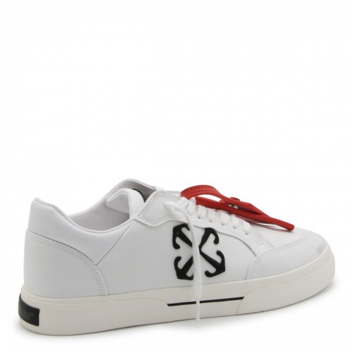 WHITE AND BLACK CANVAS VULCANIZED SNEAKERS