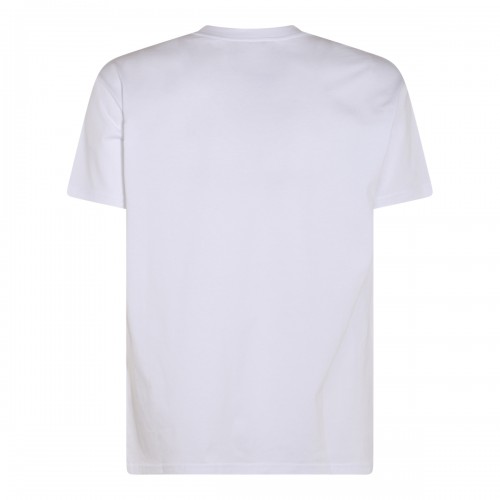 WHITE AND BEIGE COTTON T-SHIRT