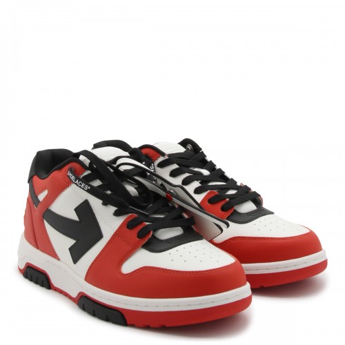 RED, BLACK AND WHITE LEATHER OUT OF OFFICE SNEAKERS