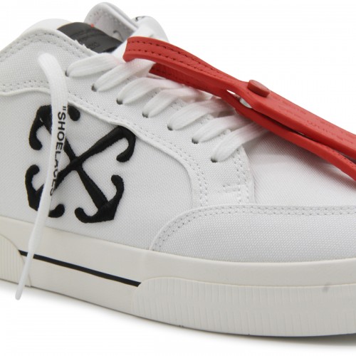 WHITE AND BLACK CANVAS VULCANIZED SNEAKERS