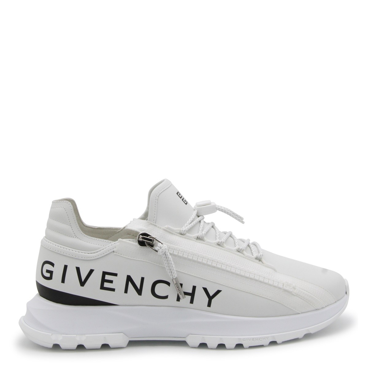 WHITE CANVAS AND LEATHER SPECTRE SNEAKERS