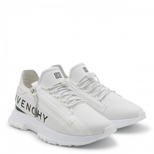WHITE CANVAS AND LEATHER SPECTRE SNEAKERS