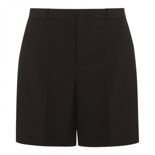 BLACK WOOL BERMUDA SHORTS