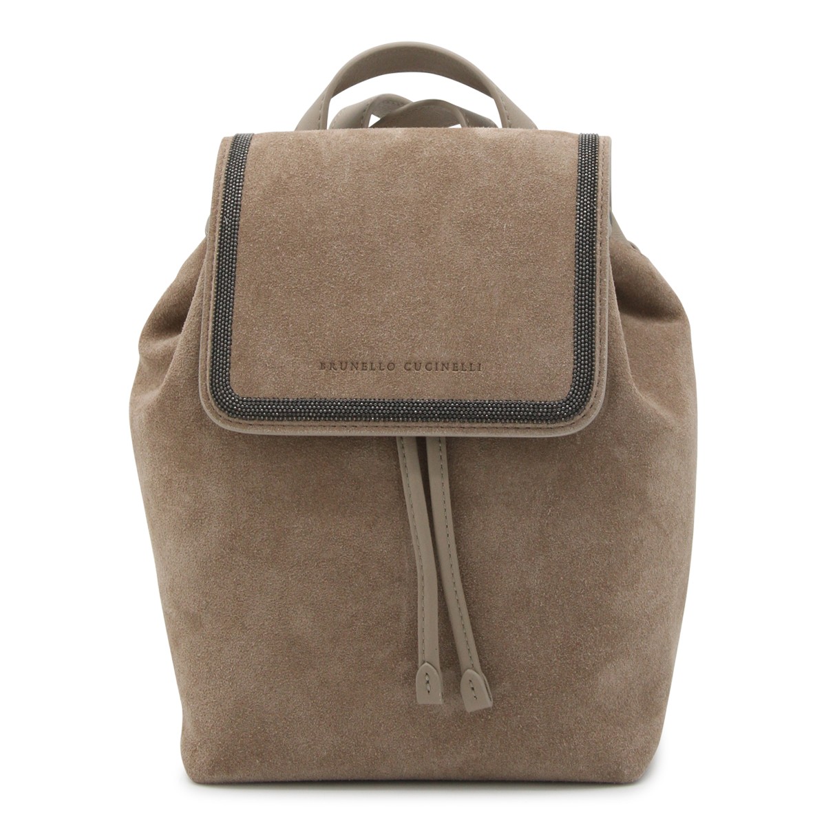 BROWN SUEDE AND LEATHER BACKPACK