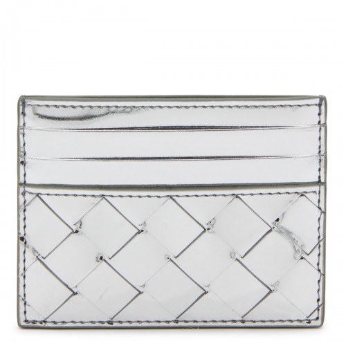 SILVER-TONE LEATHER CARD HOLDER