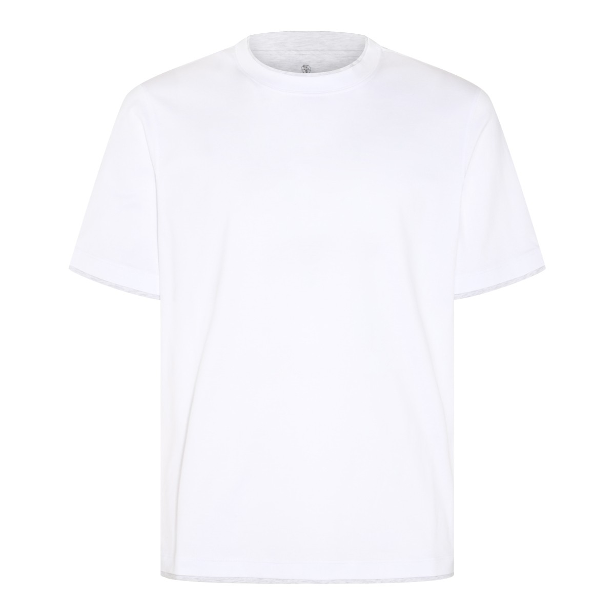 WHITE AND LIGHT GREY COTTON T-SHIRT