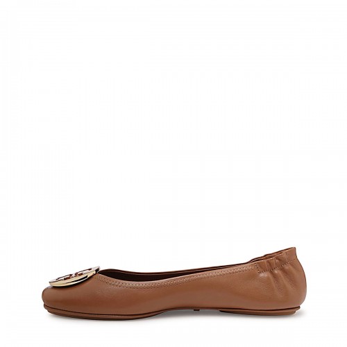 TAN LEATHER MINNIE BALLERINA SHOES