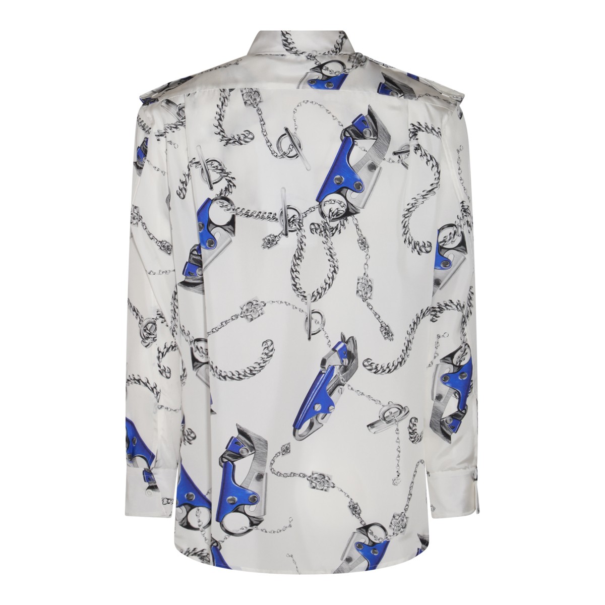 WHITE AND BLUE SILK SHIRT