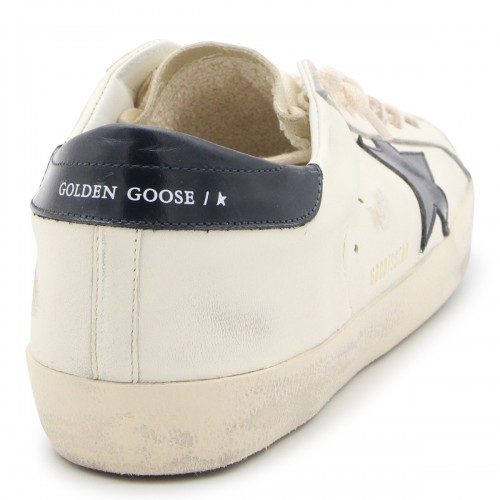 BEIGE AND NIGHT BLUE LEATHER SUPER-STAR DELUXE SNEAKERS