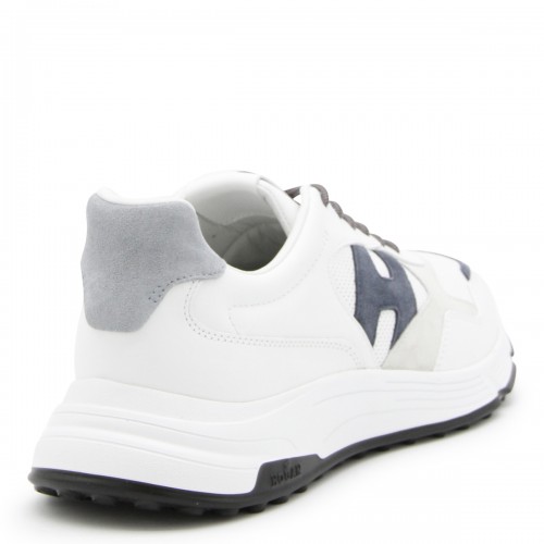 WHITE AND BLUE LEATHER SNEAKERS