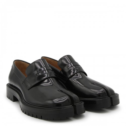 BLACK LEATHER TABY COUNTRY LOAFERS