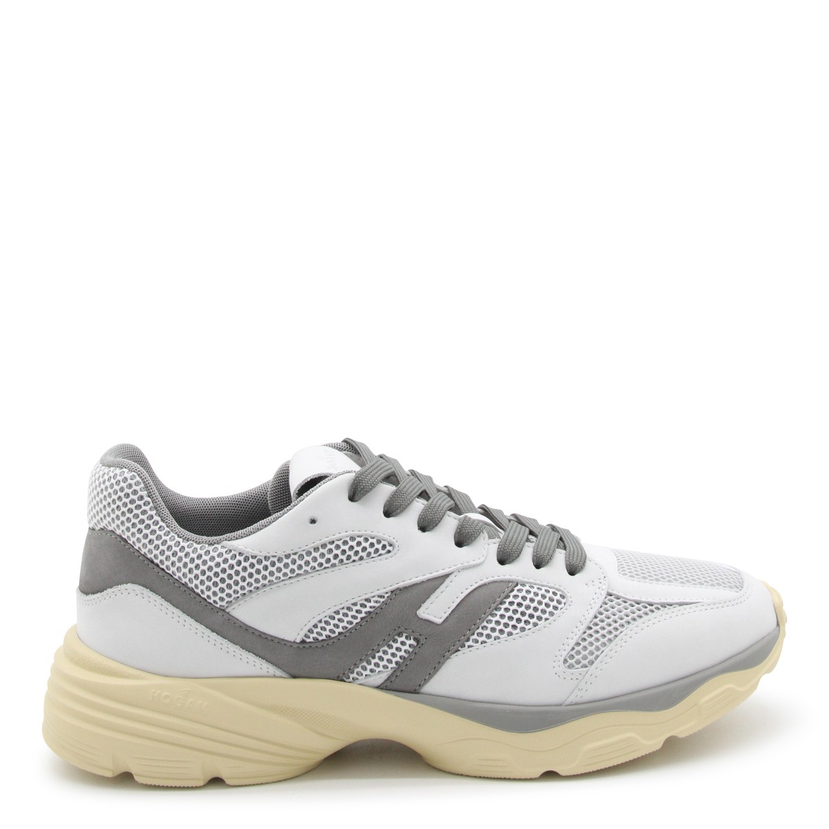 WHITE GREY LEATHER H665 SNEAKERS