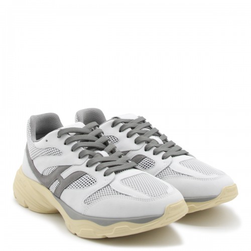 WHITE GREY LEATHER H665 SNEAKERS