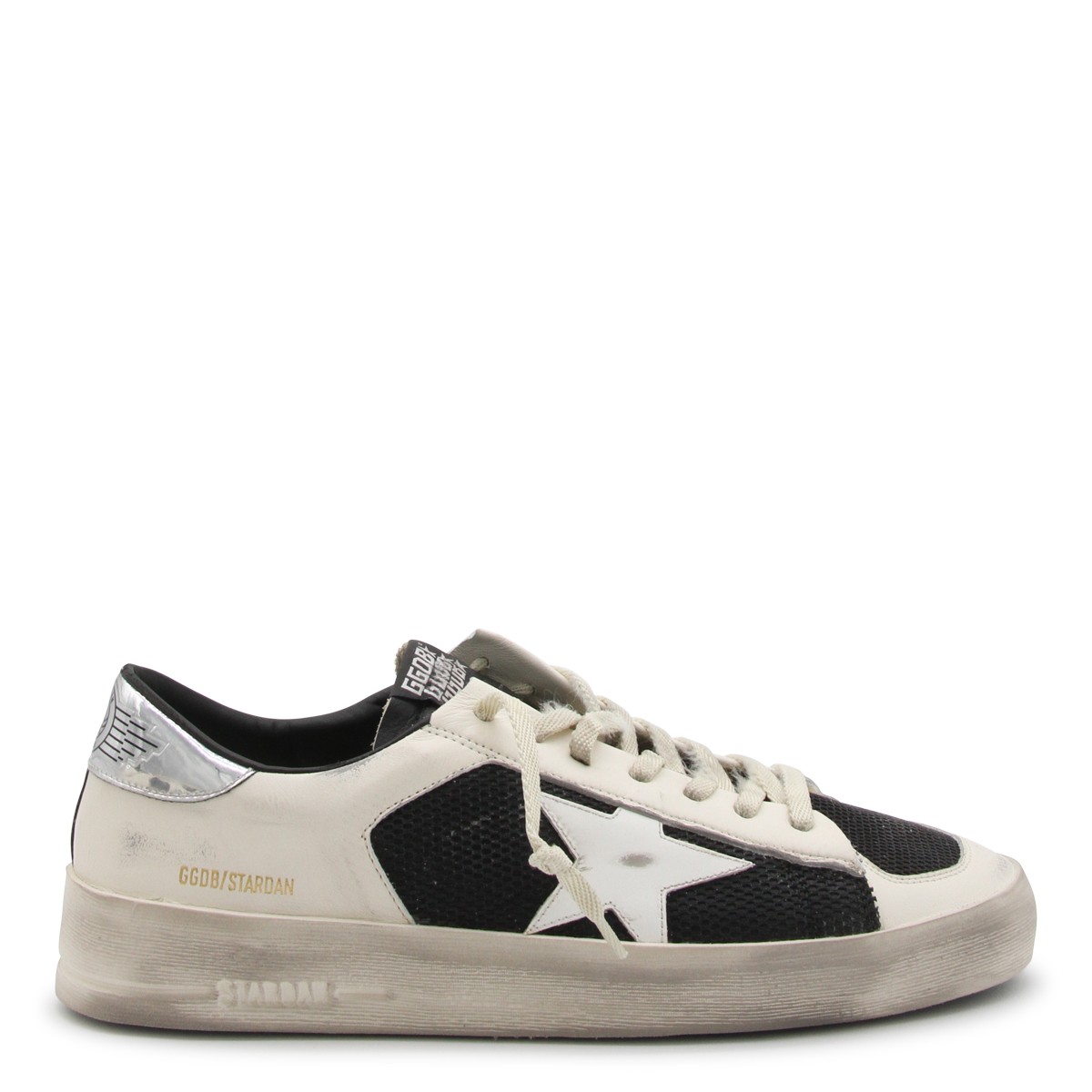 BLACK AND WHITE LEATHER SNEAKERS