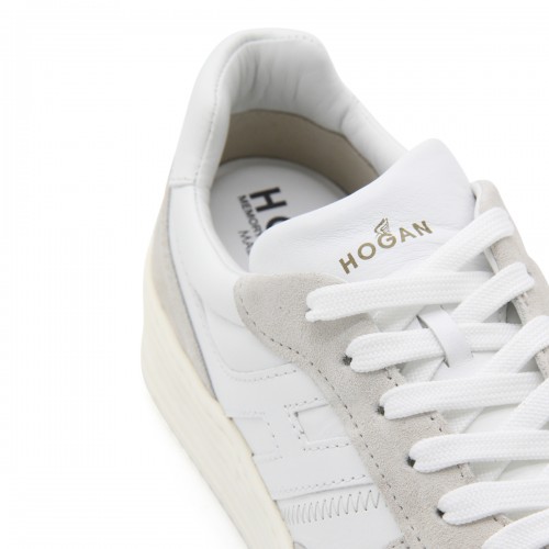 WHITE LEATHER AND LIGHT GREY SUEDE H630 SNEAKERS