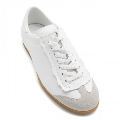 WHITE LEATHER AND GREY SUEDE SNEAKERS