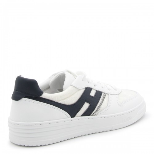 WHITE CANVAS AND BLUE LEATHER H630 SNEAKERS