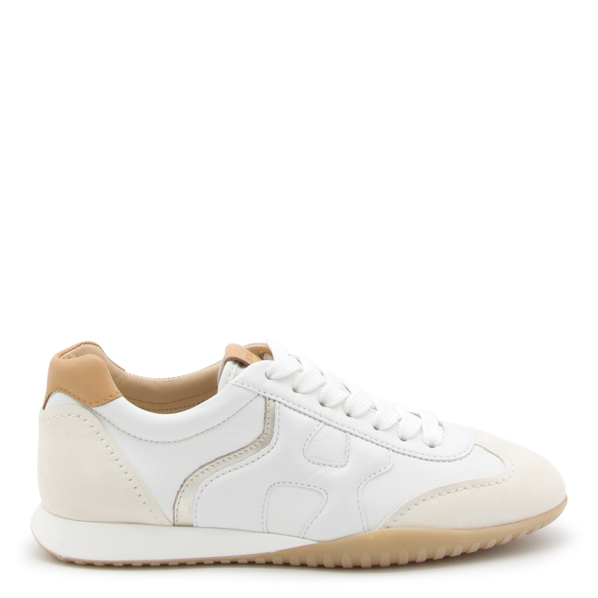 WHITE AND BEIGE LEATHER OLYMPIA-Z SNEAKERS 