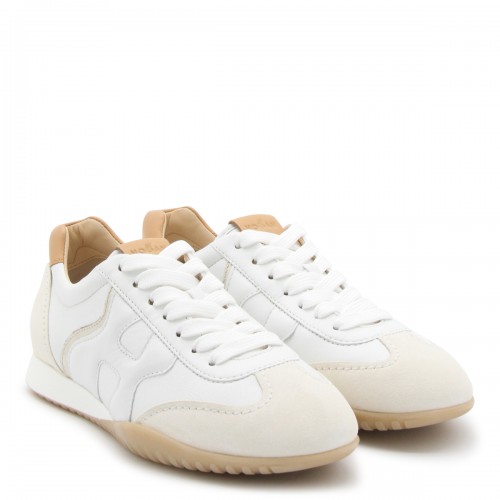 WHITE AND BEIGE LEATHER OLYMPIA-Z SNEAKERS 