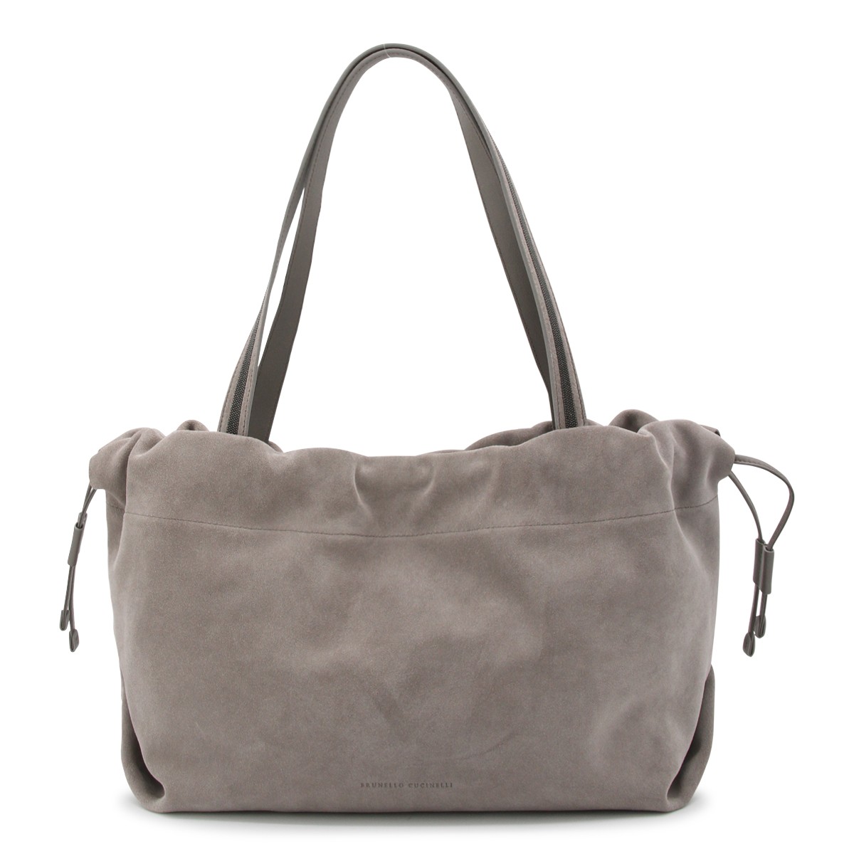 BEIGE LEATHER TOP HANDLE BAG