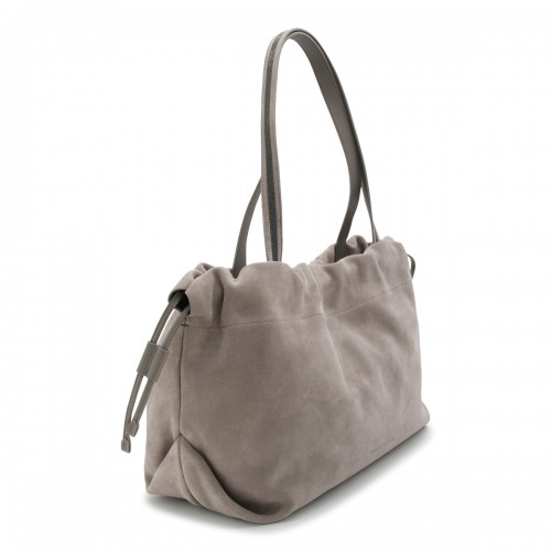 BEIGE LEATHER TOP HANDLE BAG