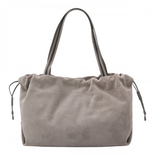 BEIGE LEATHER TOP HANDLE BAG