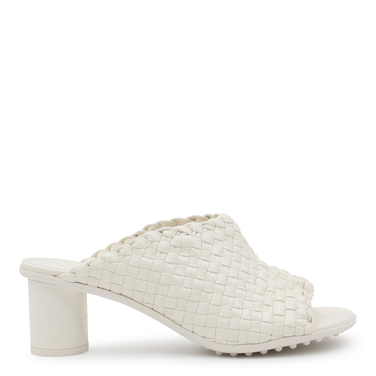 WHITE LEATHER ATOMIC MULE SANDALS
