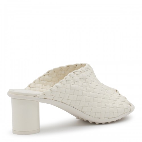 WHITE LEATHER ATOMIC MULE SANDALS