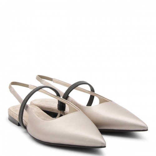 BEIGE LEATHER FLATS